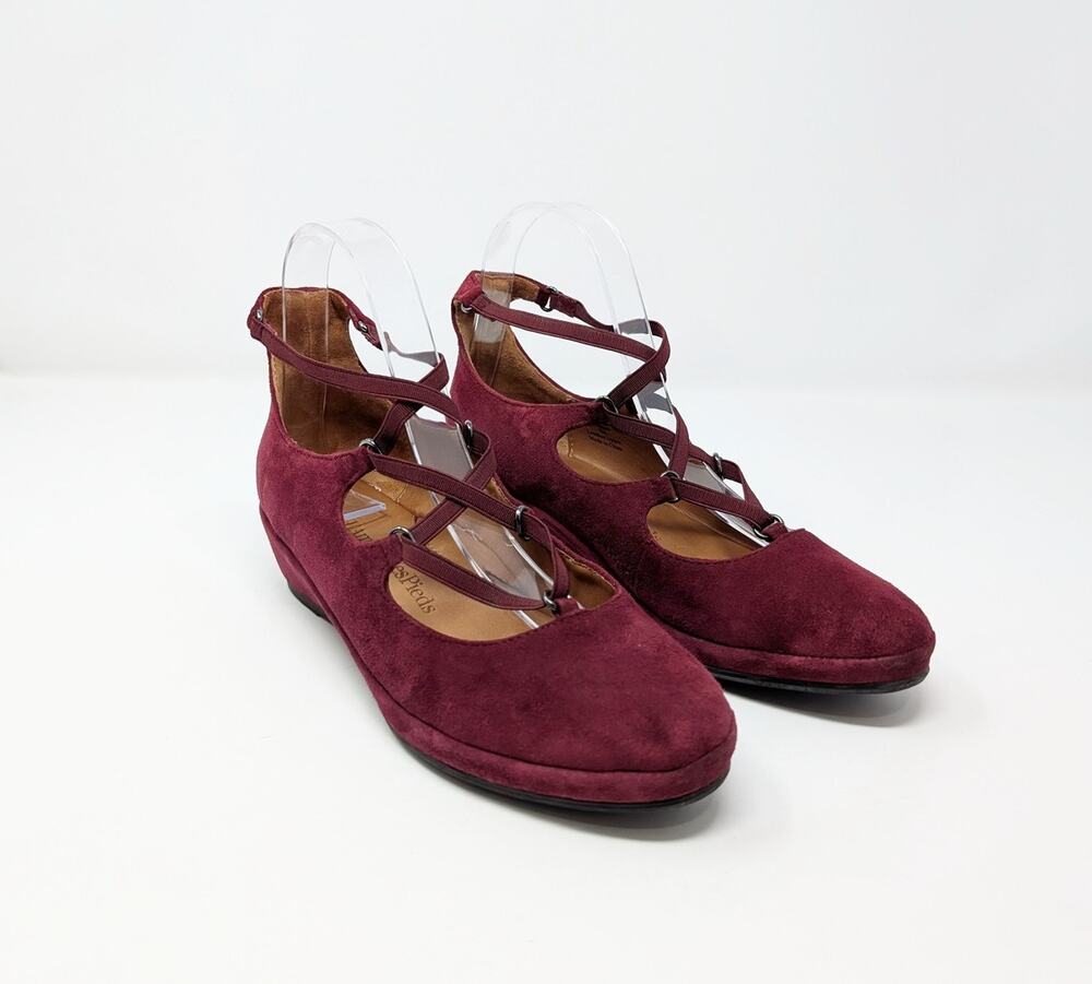 L'Amour Des Pieds Shoes Burgundy Suede Lace Up Benham Heels Women's Size 7